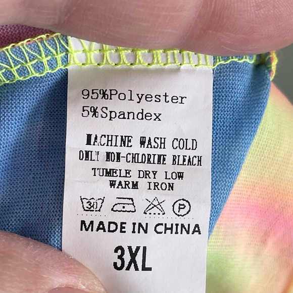 SUNSHINE & RODEO Shirt Womens 3XL Plus Tie Dye Cheetah Floral Lace Pink Blue NWT - Picture 7 of 7